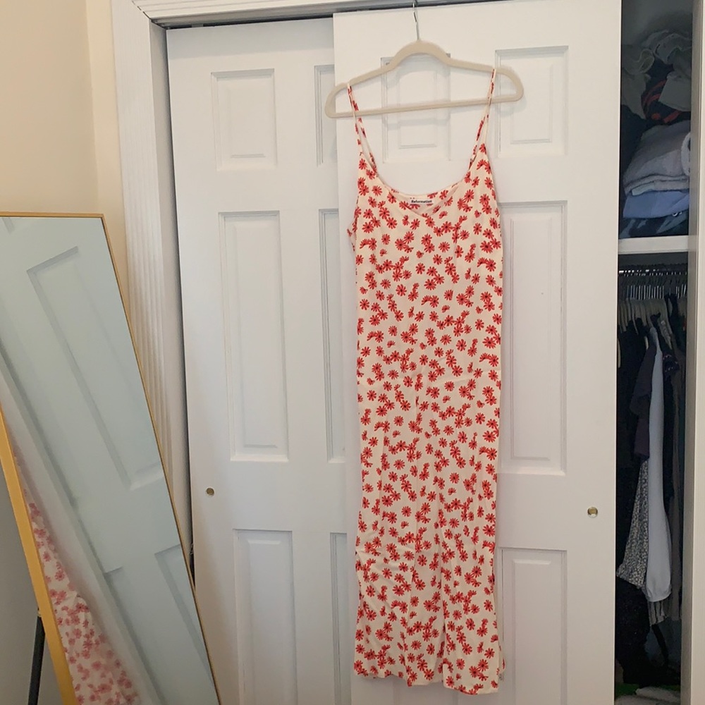 Reformation red flower midi dress size 14